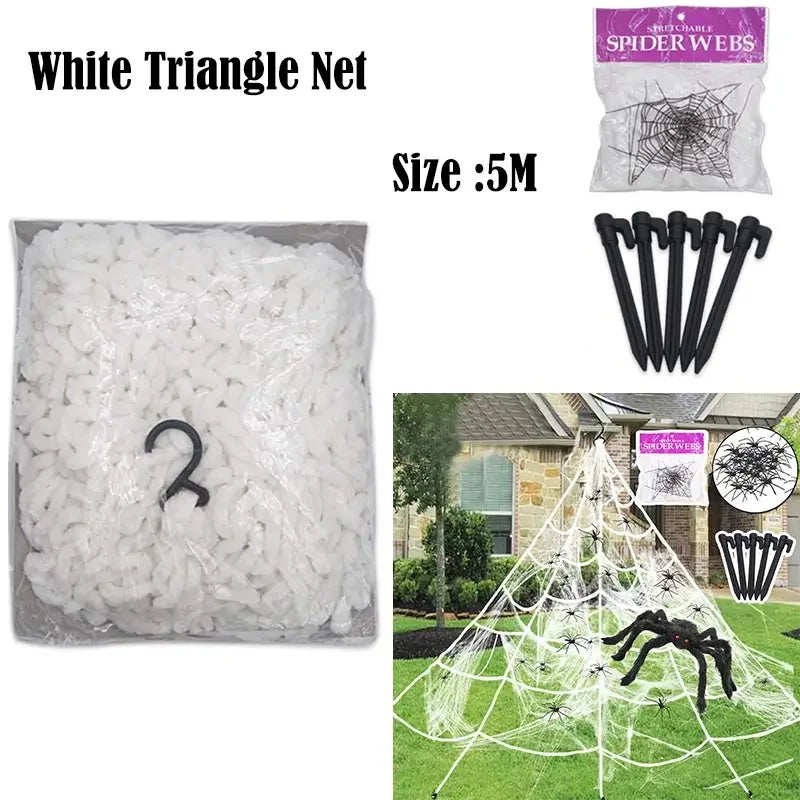 Halloween Spider Web with Spiders – Haunted House Decoration Set