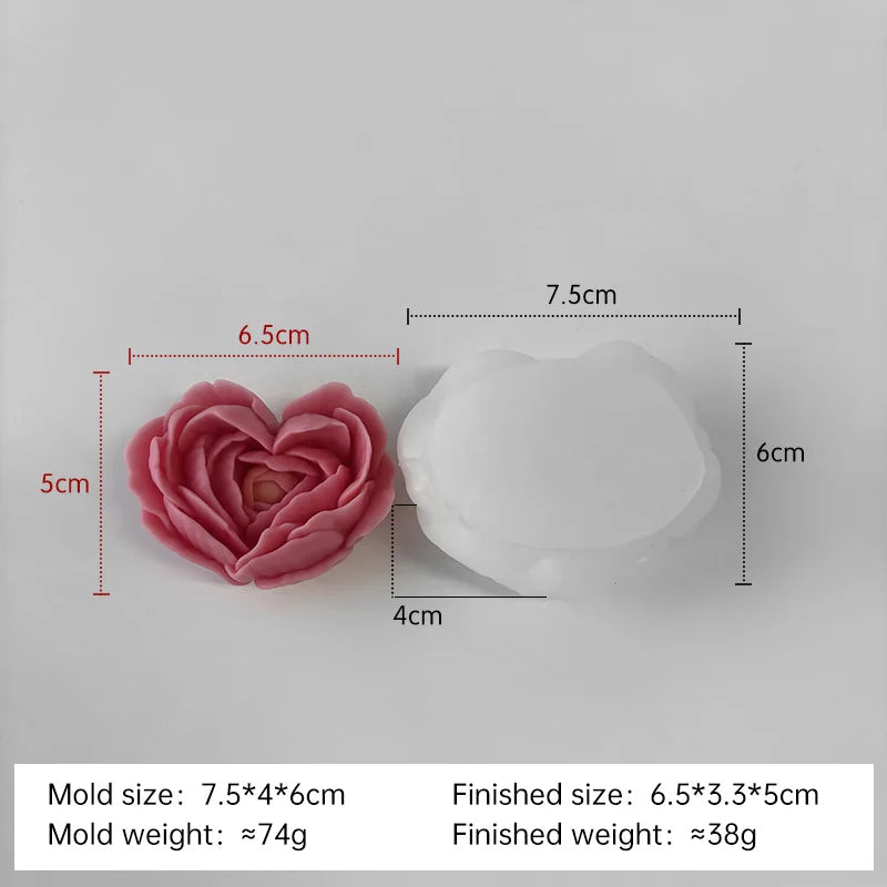 Heart Rose Silicone Mold for DIY Candle Making