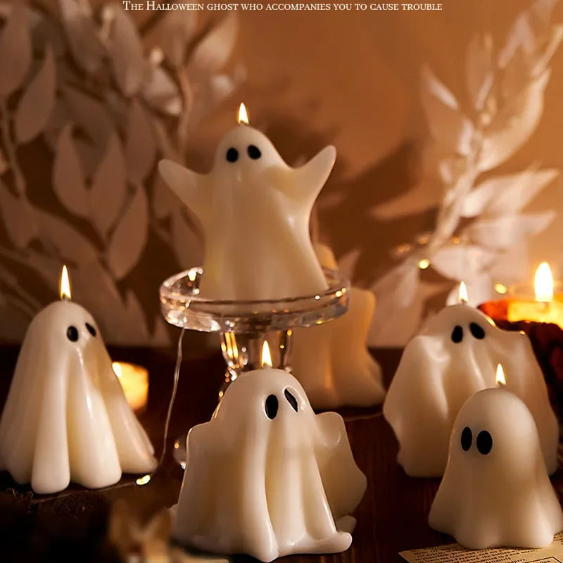 Halloween Haamutuoksukynttilä – Valkoinen 3D-Haamukynttilä