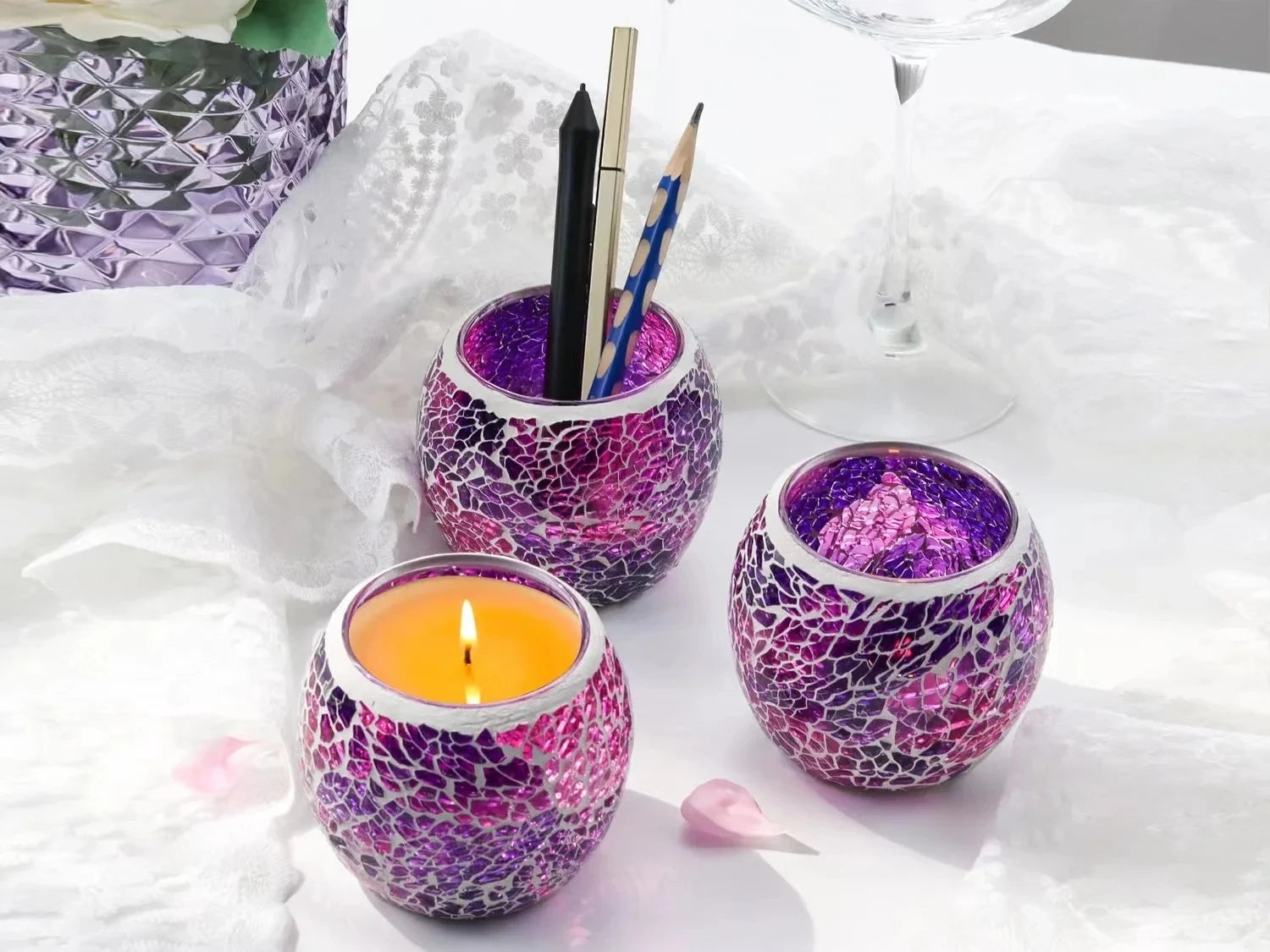 Glass Mosaic Candle Holder