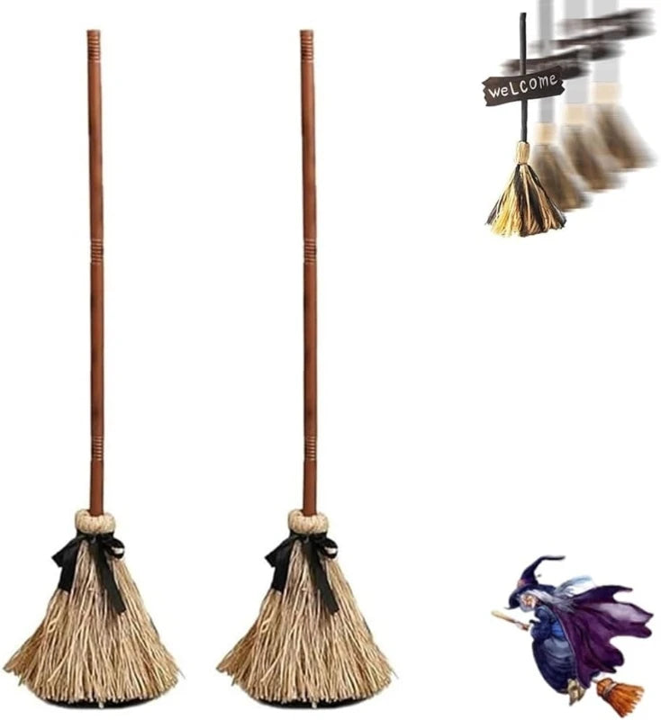Animated Witch Broom – Moving Light Up Halloween Decoration