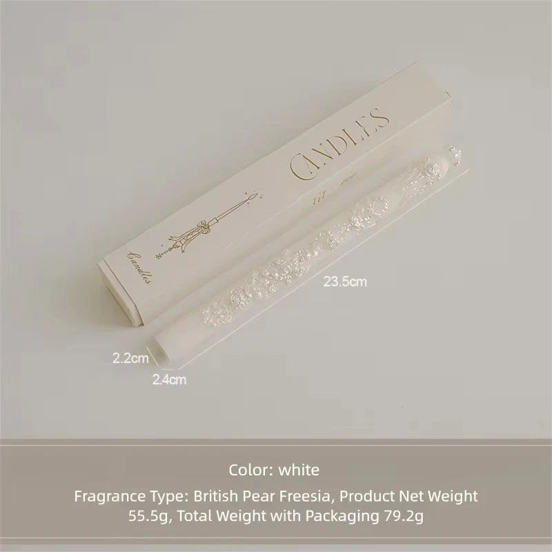 Embossed Long Taper Candle – Handcrafted Decorative Elegance