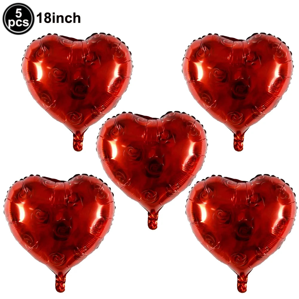 Heart Shaped Foil Balloons – 18 Inch (5 pcs) - candletown.net