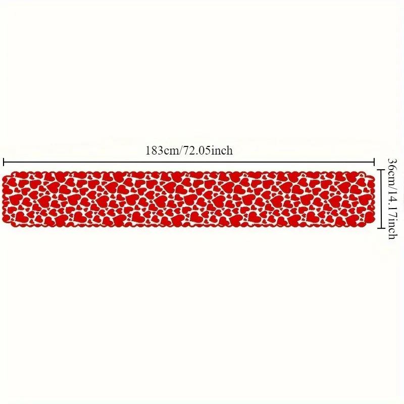 Heart-Shaped Red Lace Table Runner - candletown.net