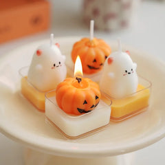 Cute Halloween Tealight Candles – Pumpkin & Skull Designs