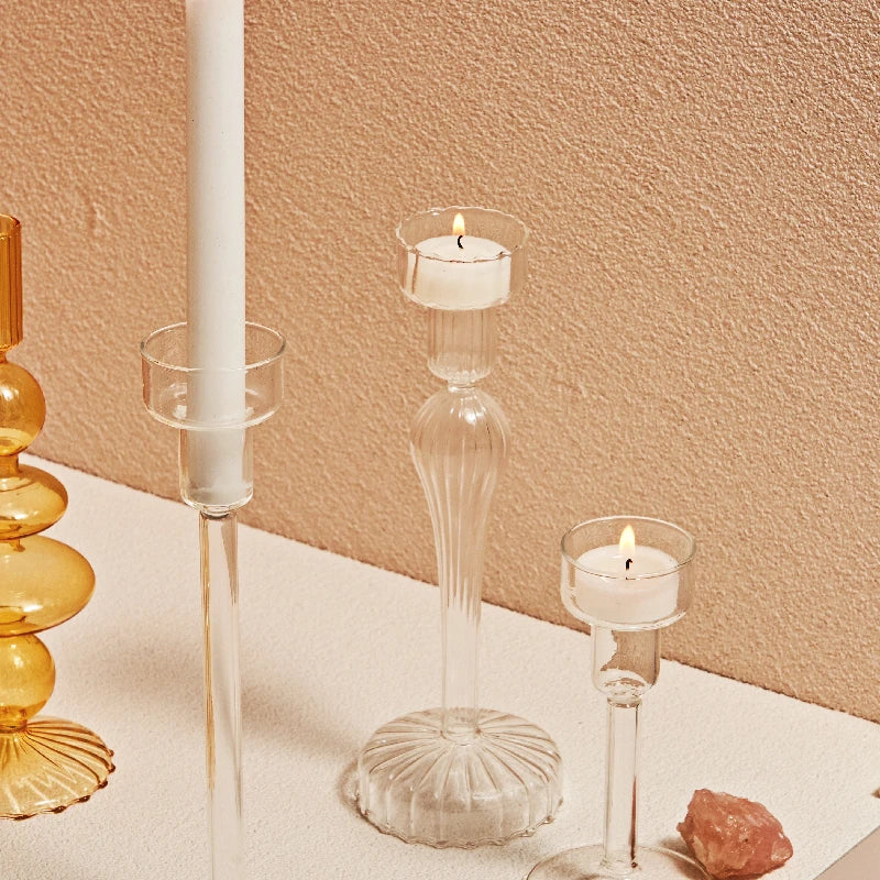 Modern Glass Candle Holder – Nordic Clear Design