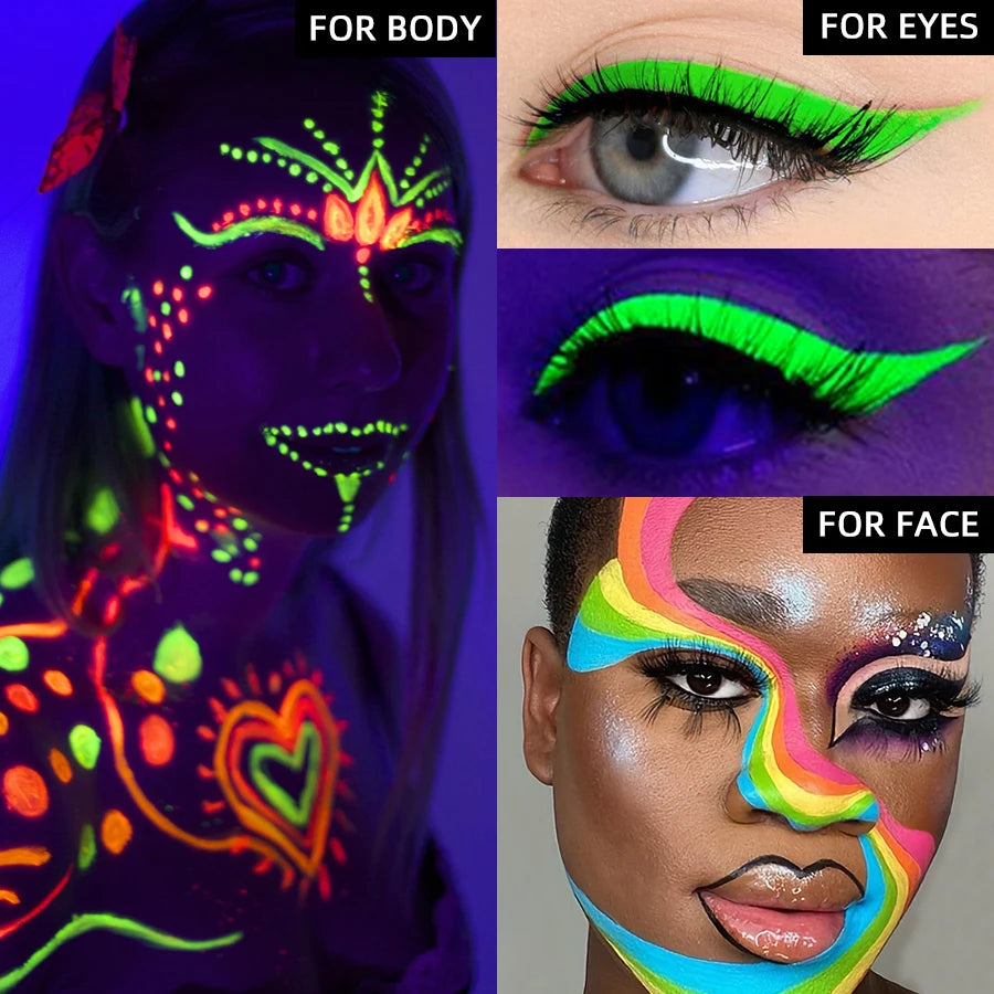 UV Neon Face & Body Paint Pen – 8 Fluorescent Colors
