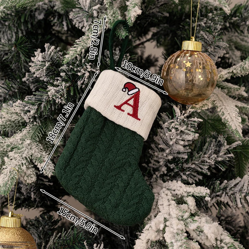 Christmas Knitted Stocking with Letter Design