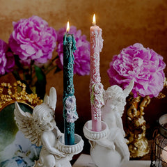 Embossed Long Taper Candle – Handcrafted Decorative Elegance