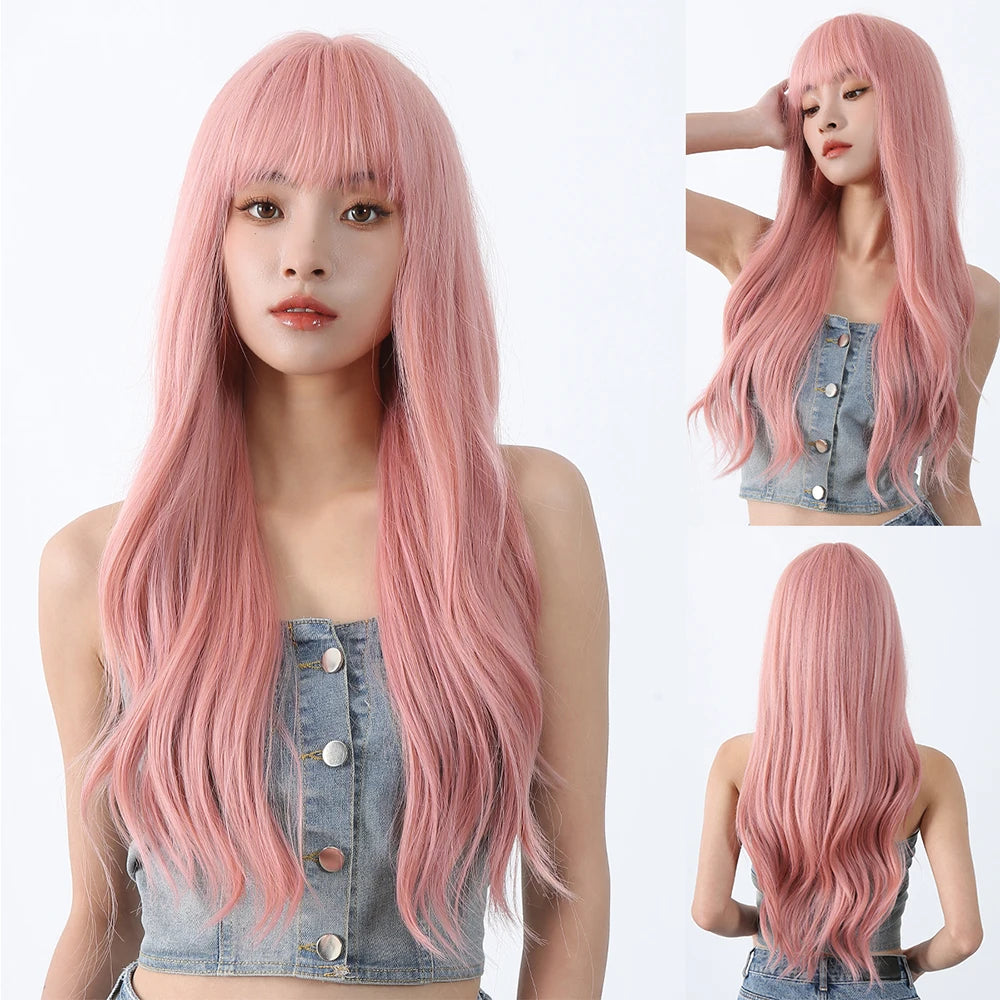 Curly Wig with Bangs – Heat-Resistant Cosplay & Party Wig