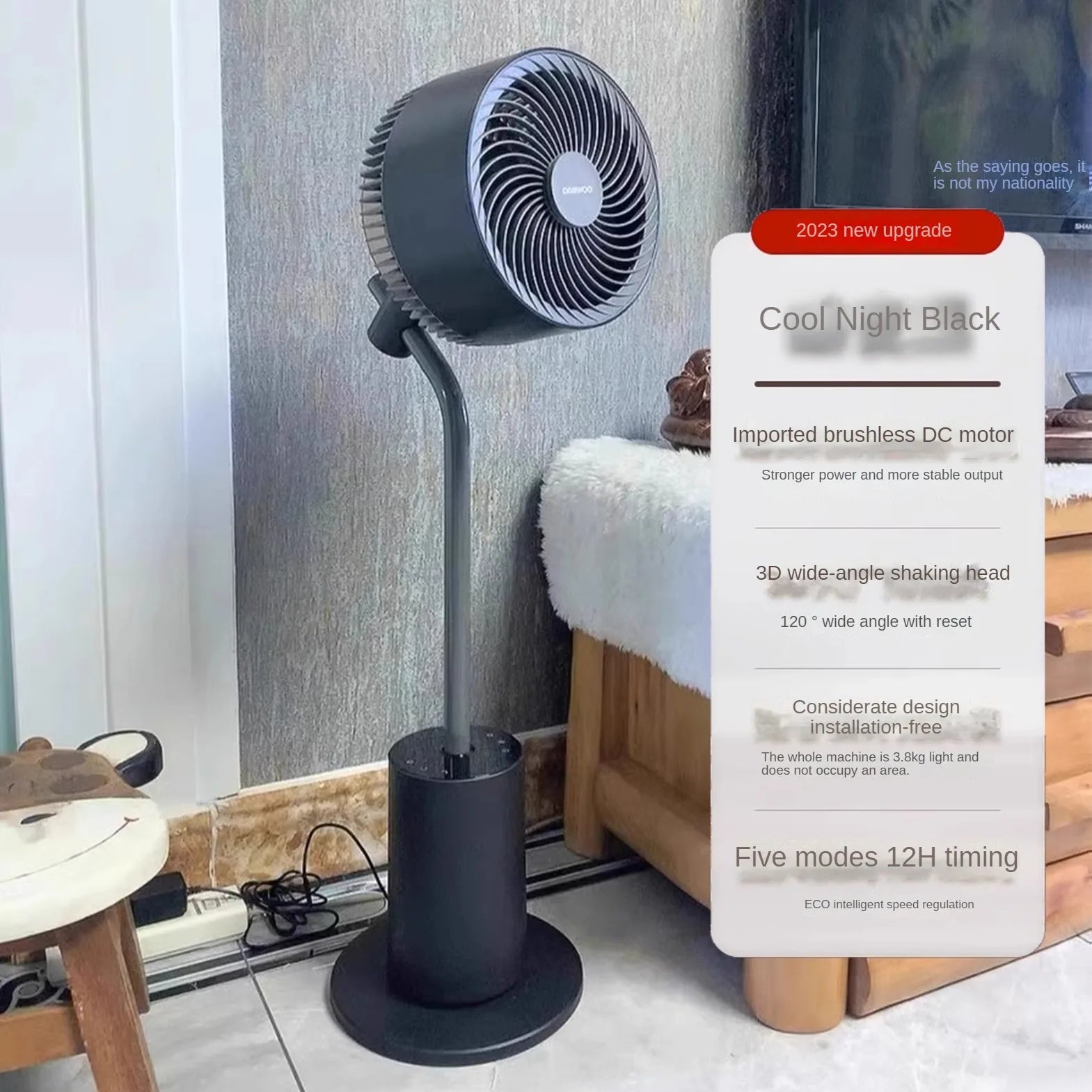Smart Quiet Vertical Floor Fan for Home & Office