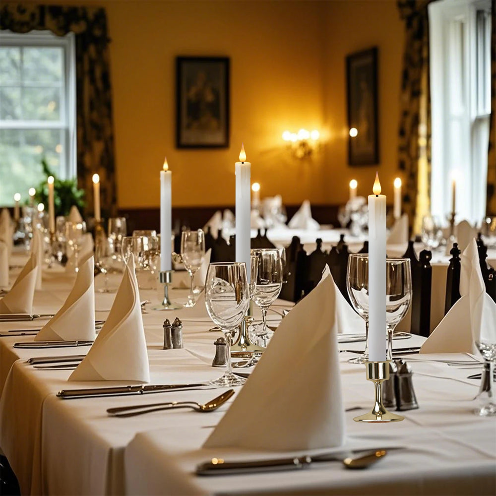 6Pcs Flameless LED Taper Candle Set with Timer and Holders - candletown.net