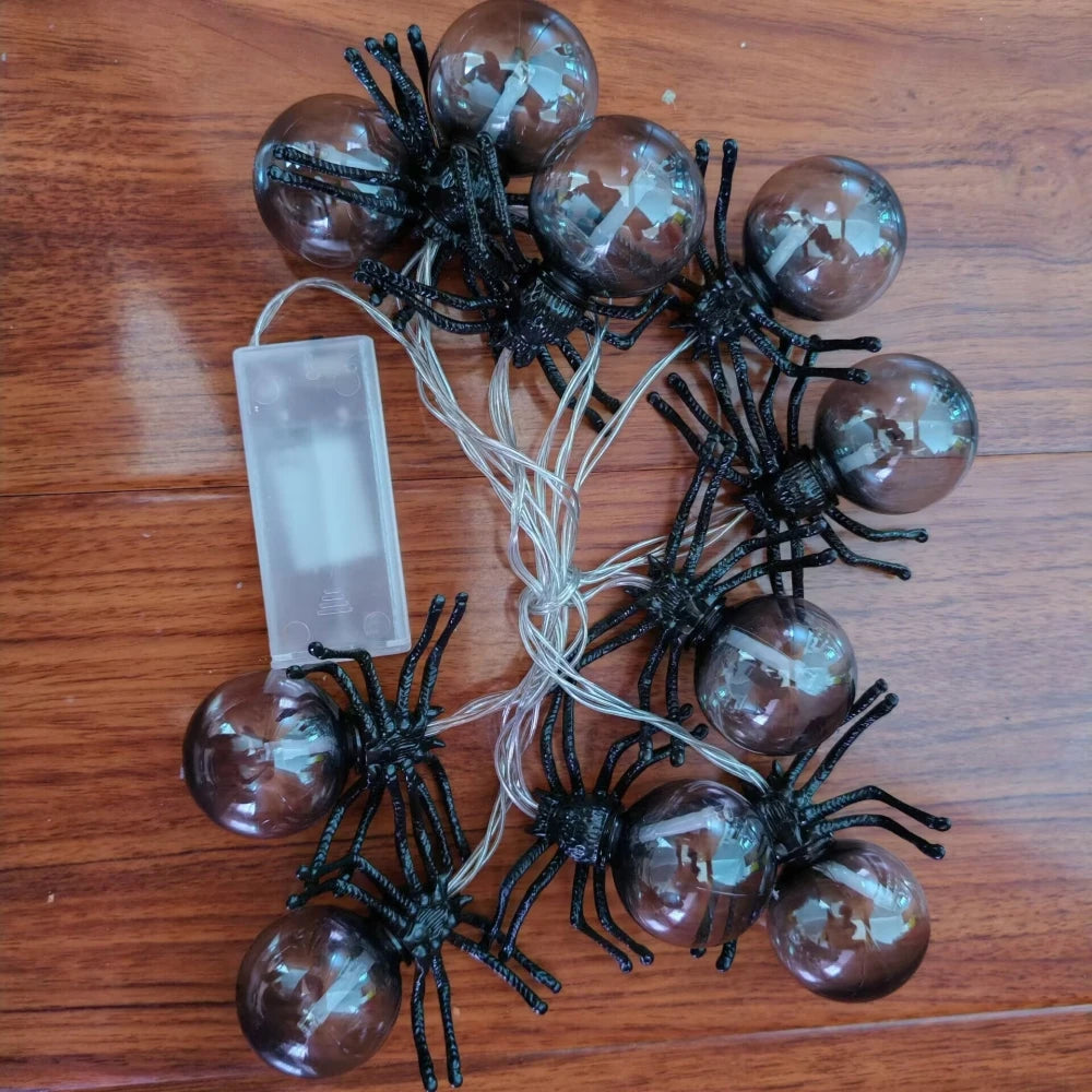 Halloween Spider LED String Lights – 10 LEDs, 1.5 m