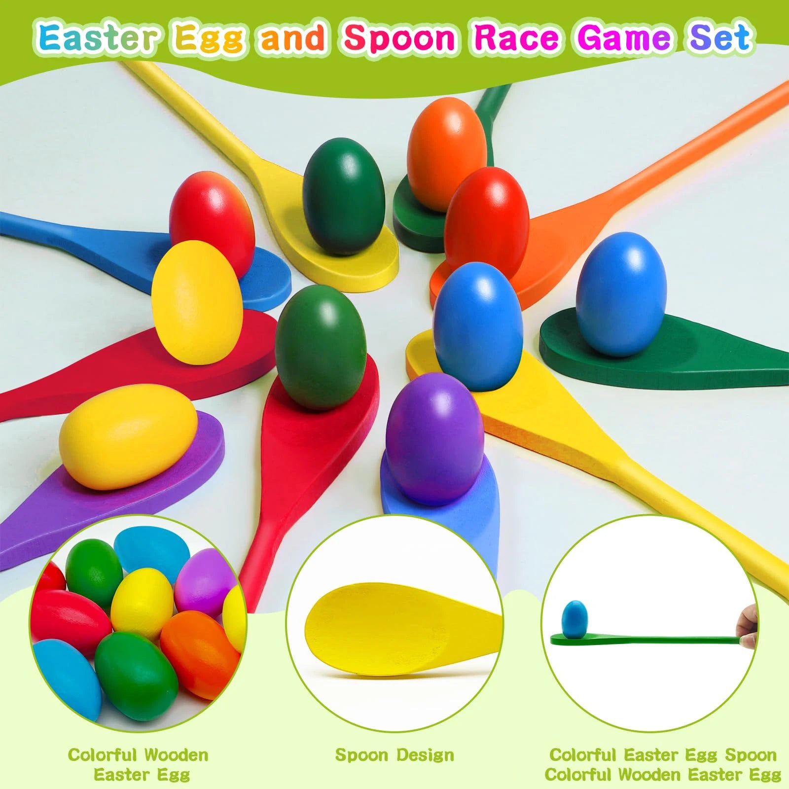 Wooden Egg & Spoon Race Game – Easter Balance Challenge