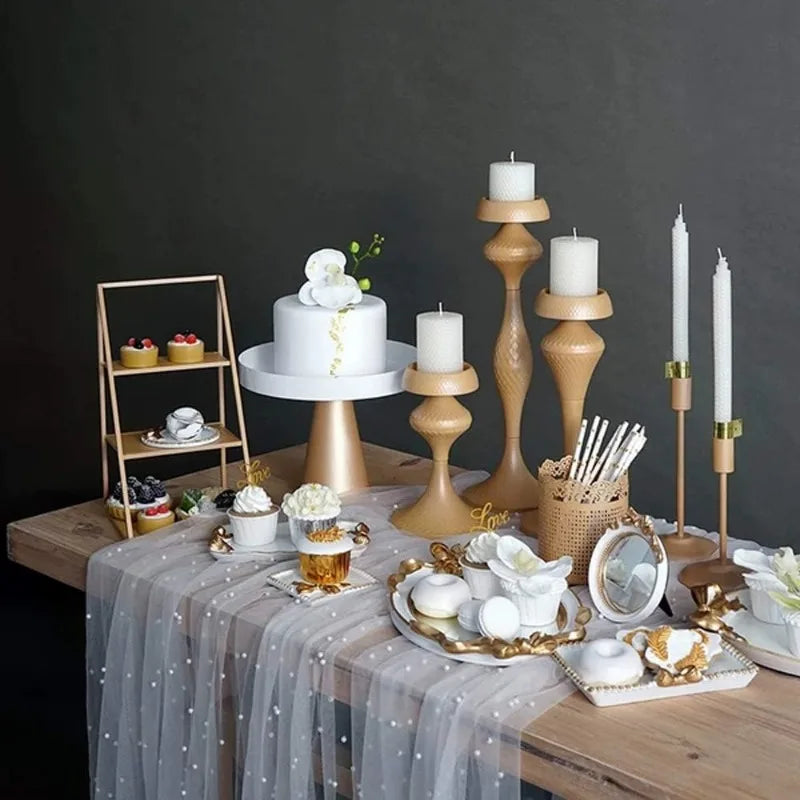 White Pearl Table Runner – Lace Tulle Wedding Decor - candletown.net
