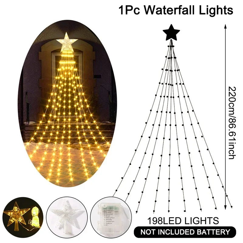 198 LED Star Waterfall Christmas Lights