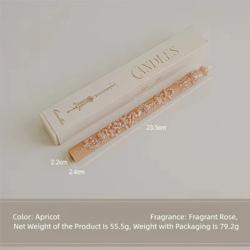 Embossed Long Taper Candle – Handcrafted Decorative Elegance