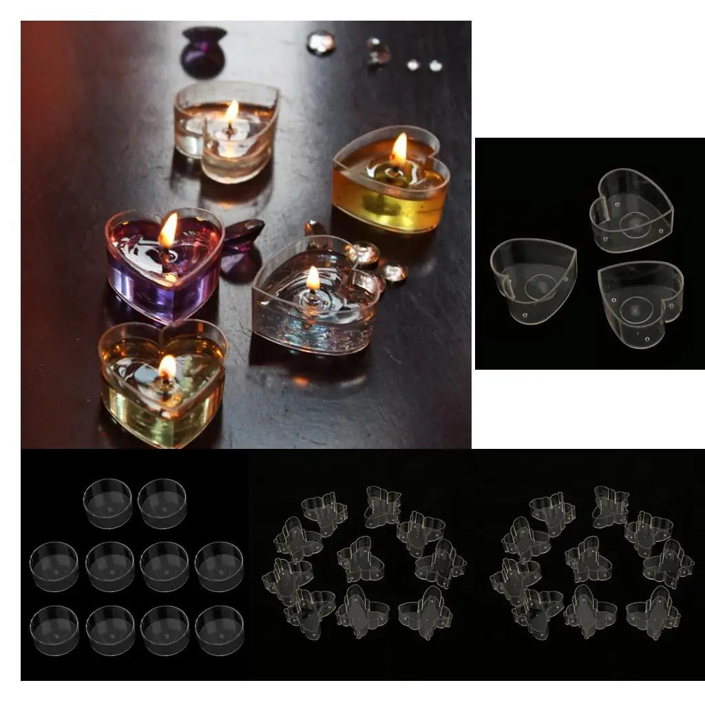 10 pcs Tealight Molds – Circle, Heart & Butterfly