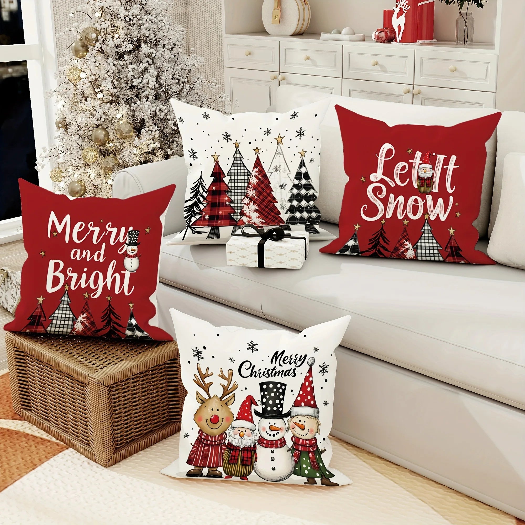 Christmas Decoration Pillowcase – Santa & Christmas Tree Design