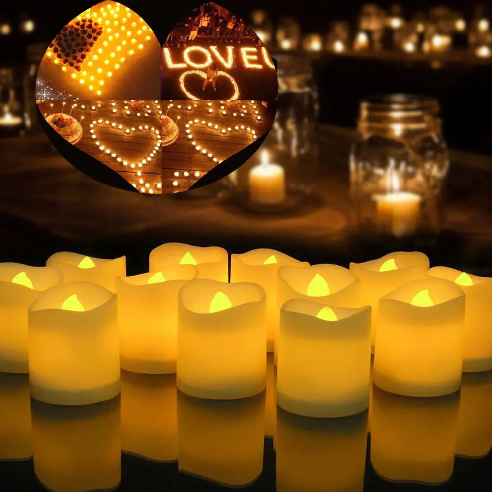 24-Pack Flickering LED Tea Light Candles – Remote & Flameless Decor