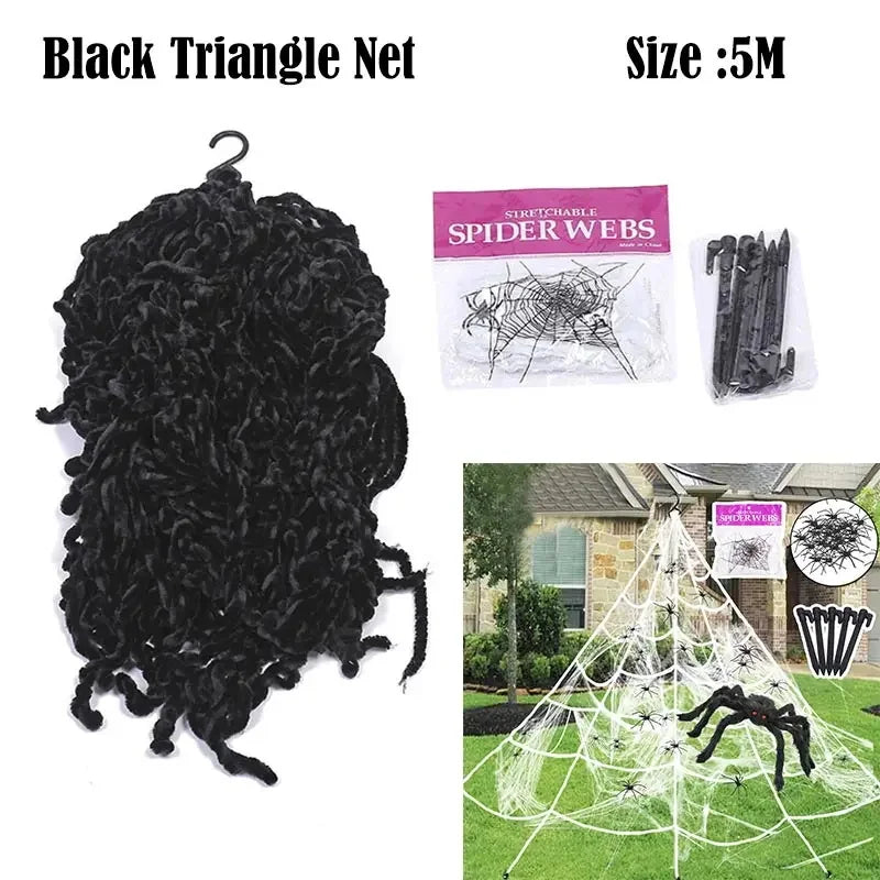 Halloween Spider Web with Spiders – Haunted House Decoration Set