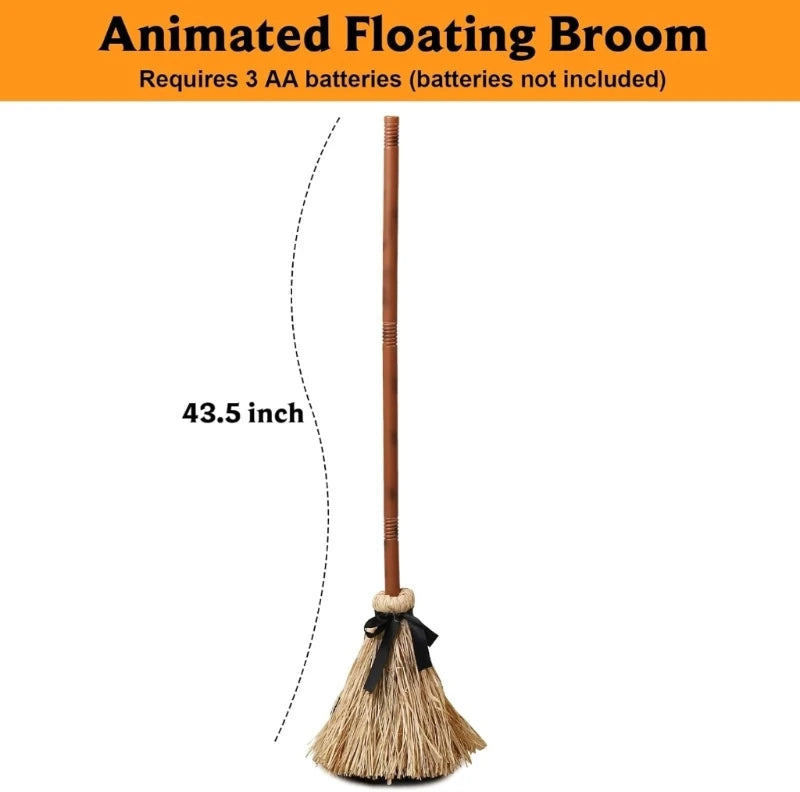 Animated Witch Broom – Moving Light Up Halloween Decoration