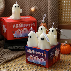 6-Piece Halloween Ghost Candle Set – Soy & Beeswax Aromatherapy