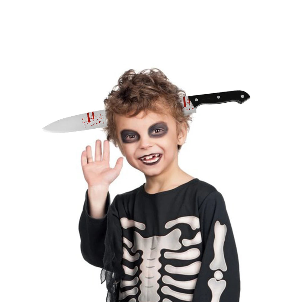 Halloween Horror Headbands – Fake Knife, Axe & Scissors Props for Costume Parties