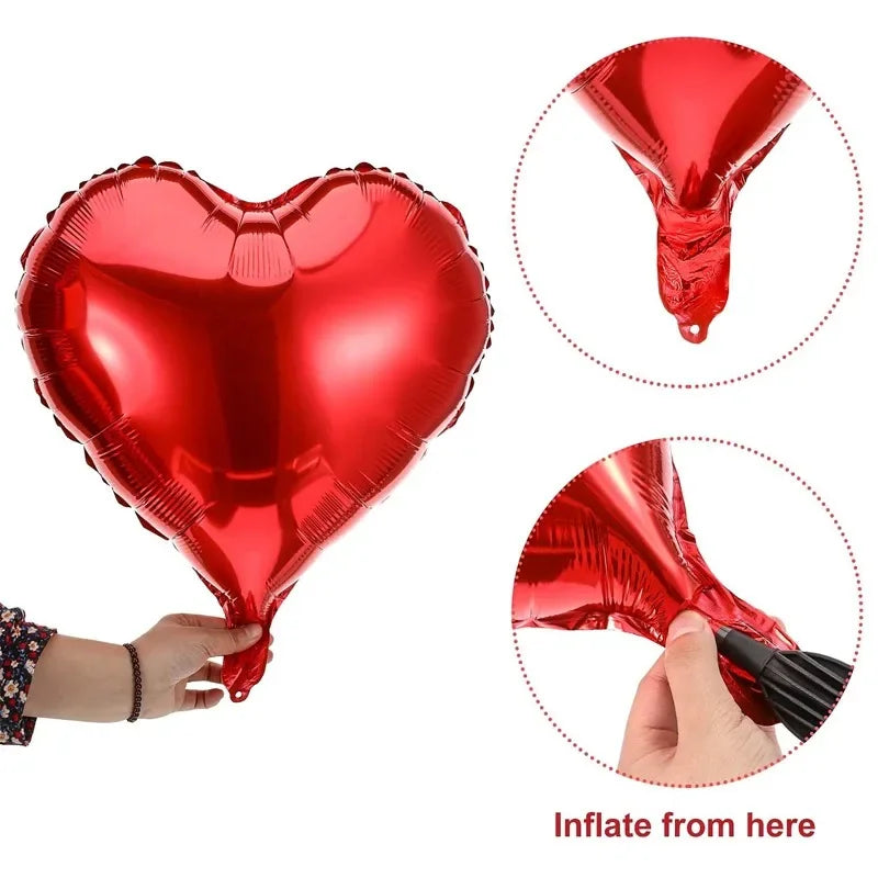60-5PCS Red Heart Foil Balloons Inflatable Helium Balloon DIY Birthday Party Ornaments For Valentine's Day Wedding Party Gifts - candletown.net