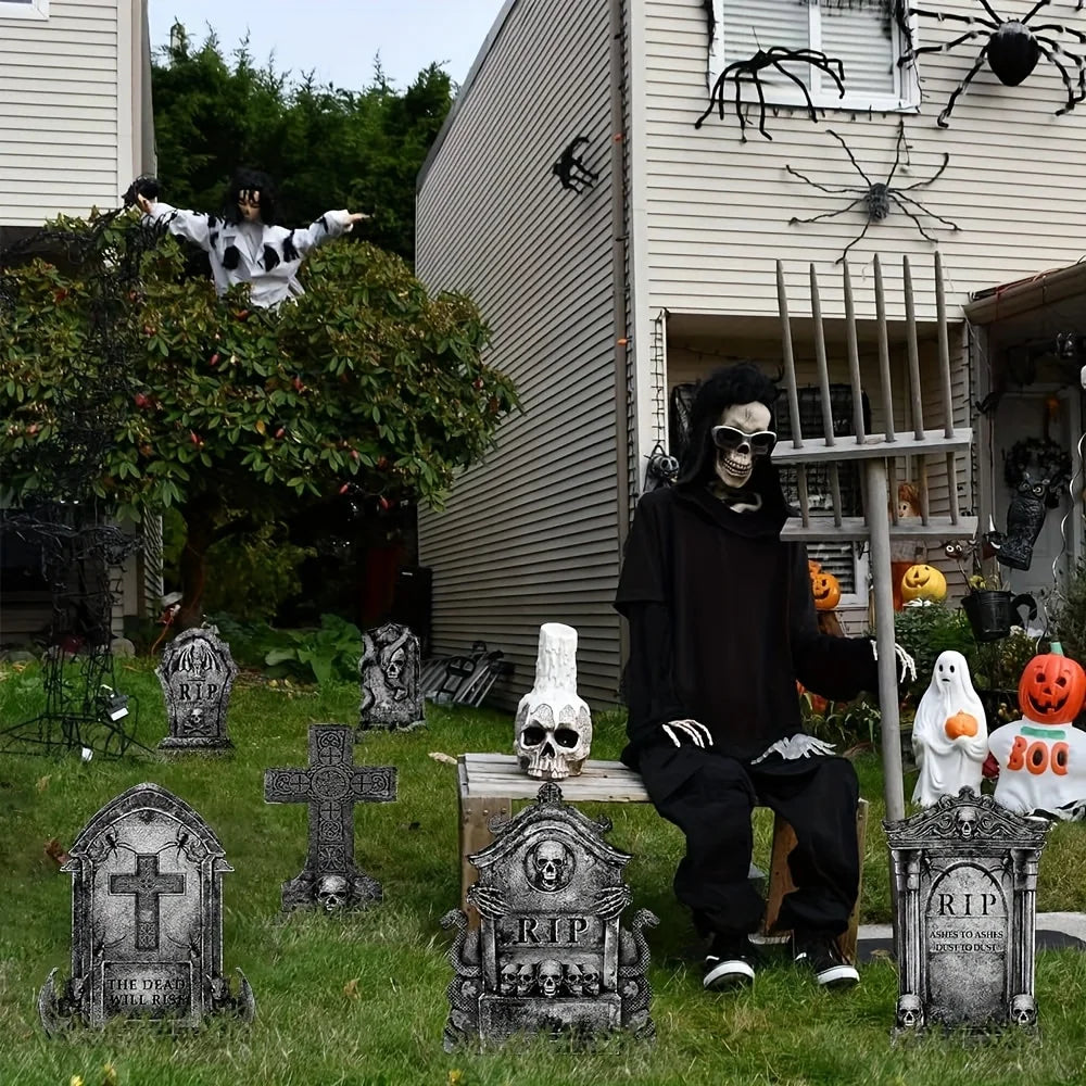 Halloween Outdoor Graveyard Tombstones – Realistic Skeleton Yard Decorations - candletown.net