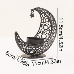 Black & Gold Crescent Moon Candle Holder – 11.2 cm - candletown.net