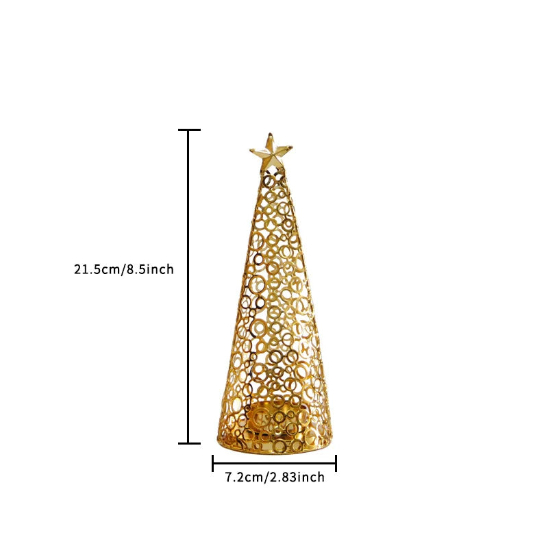 Gold Metal Christmas Tree Tealight Holder