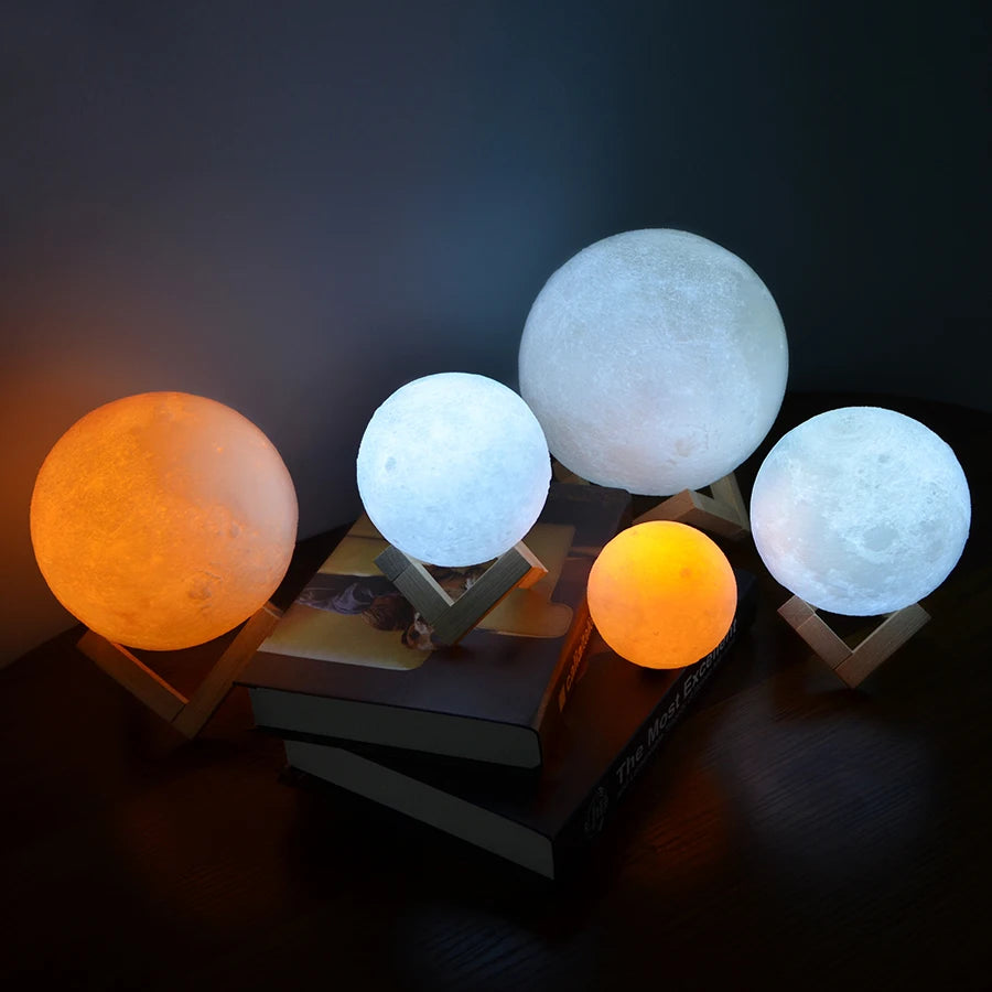 3D Moon Lamp – Rechargeable Touch Night Light - candletown.net