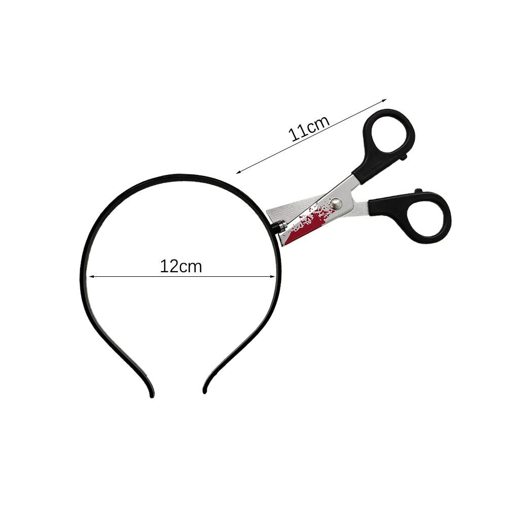 Halloween Horror Headbands – Fake Knife, Axe & Scissors Props for Costume Parties