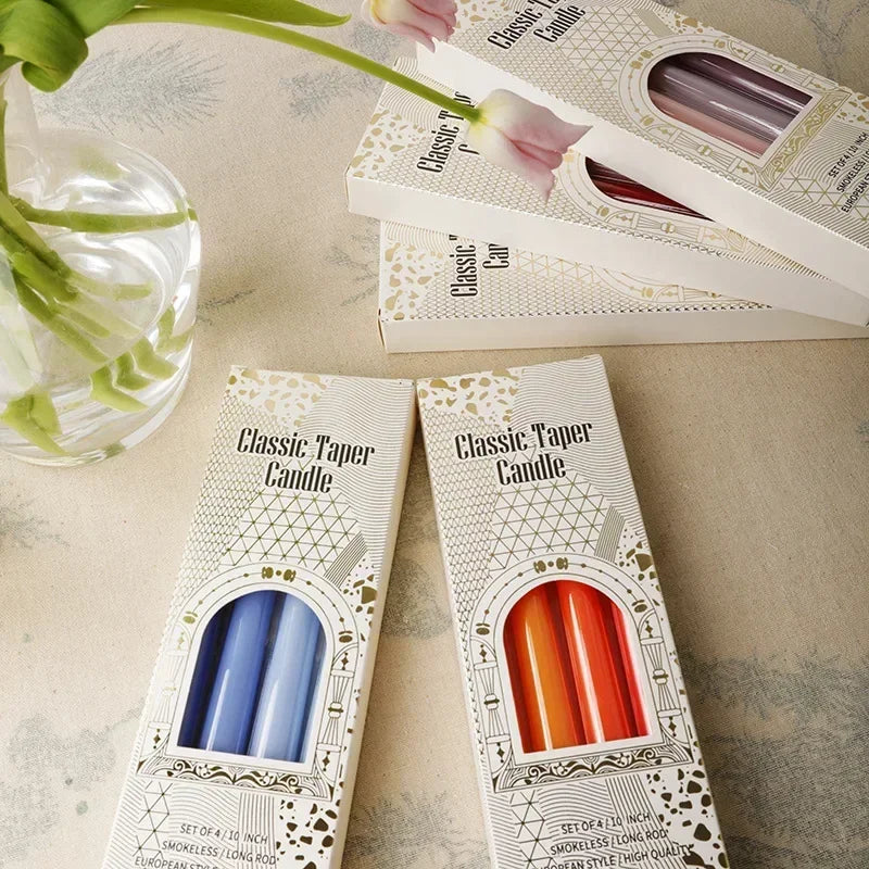 4pcs Colored Taper Candles – Elegant Long Dinner Set - candletown.net