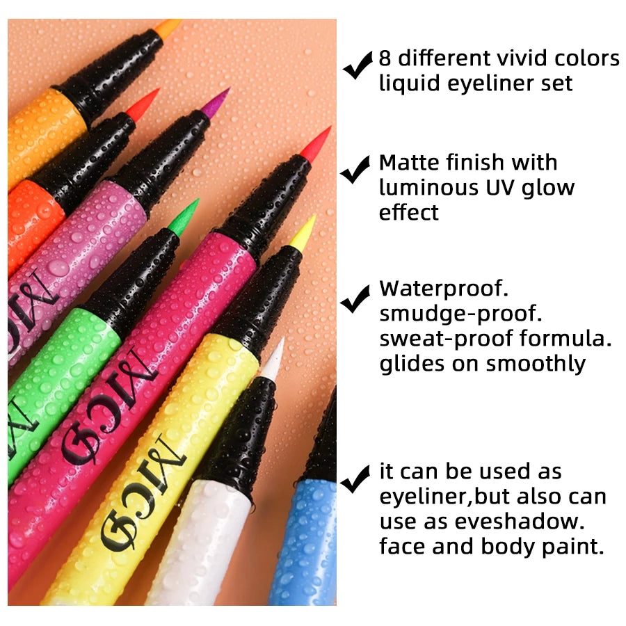 UV Neon Face & Body Paint Pen – 8 Fluorescent Colors