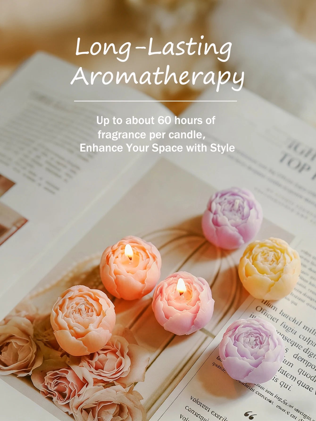 Rose Flower Shaped Soy Wax Candles – Set of 4 - candletown.net