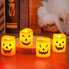 6 kpl LED-kurpitsakynttilöitä – Turvallinen Halloween-valo
