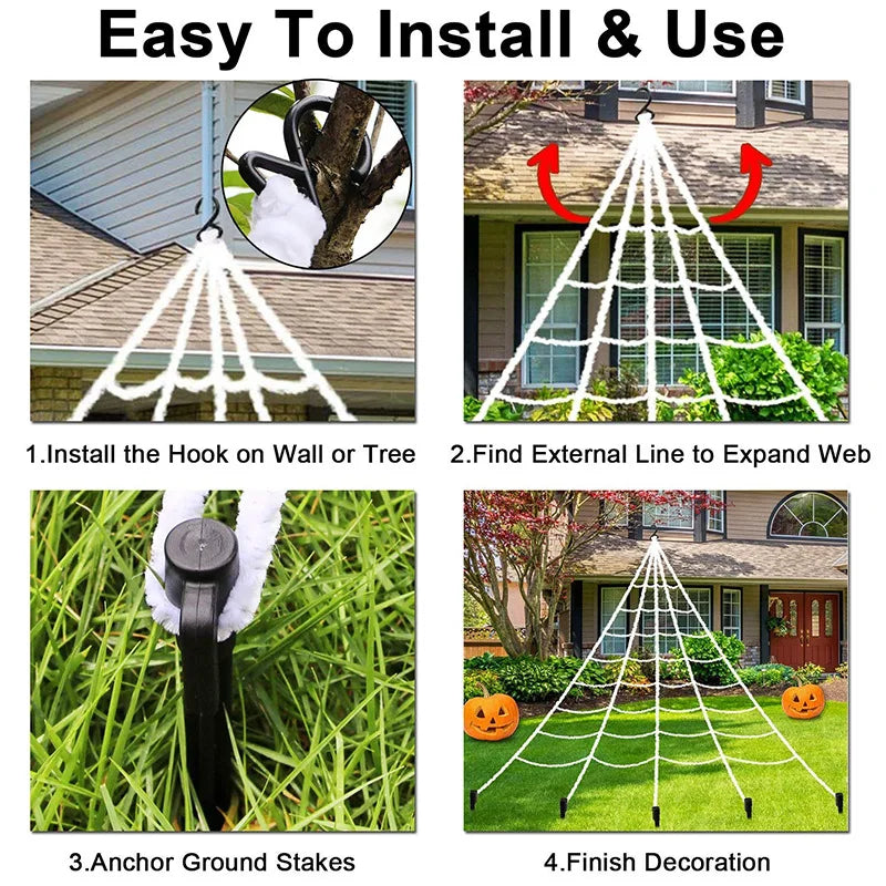 Halloween Spider Web with Spiders – Haunted House Decoration Set