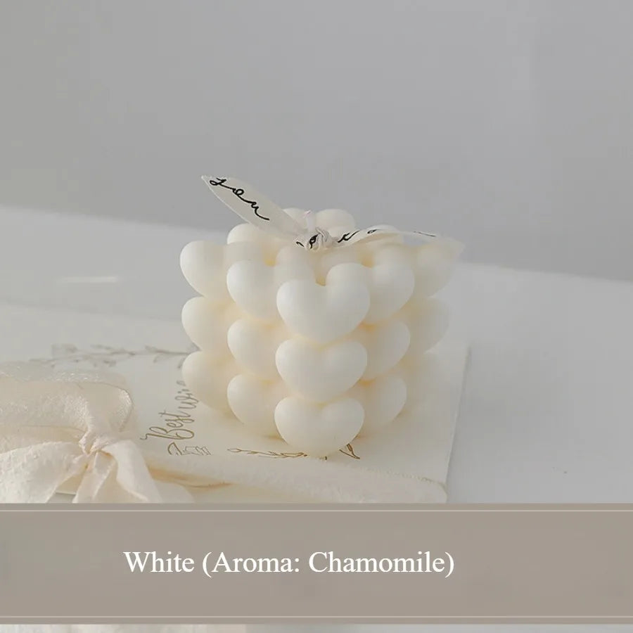 Pastel Heart Cube Soy Wax Candle – Sculptural Decor & Gift - candletown.net