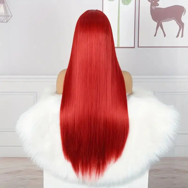 Long Straight Synthetic Wig with Bangs – Natural Look Wig for Women