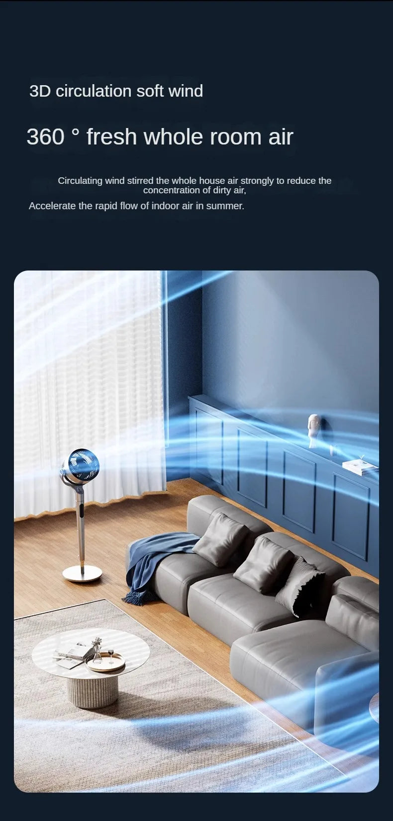 Moderni Hiljainen Lattiatuuletin Kaukosäätimellä