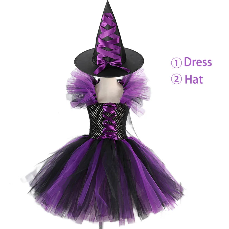 Kids Witch Costume – Hat, Broom & Accessory Options (Multicolor)