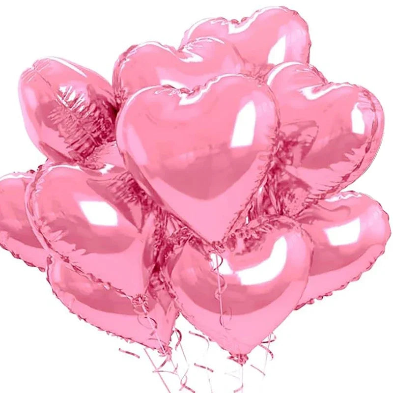 60-5PCS Red Heart Foil Balloons Inflatable Helium Balloon DIY Birthday Party Ornaments For Valentine's Day Wedding Party Gifts - candletown.net
