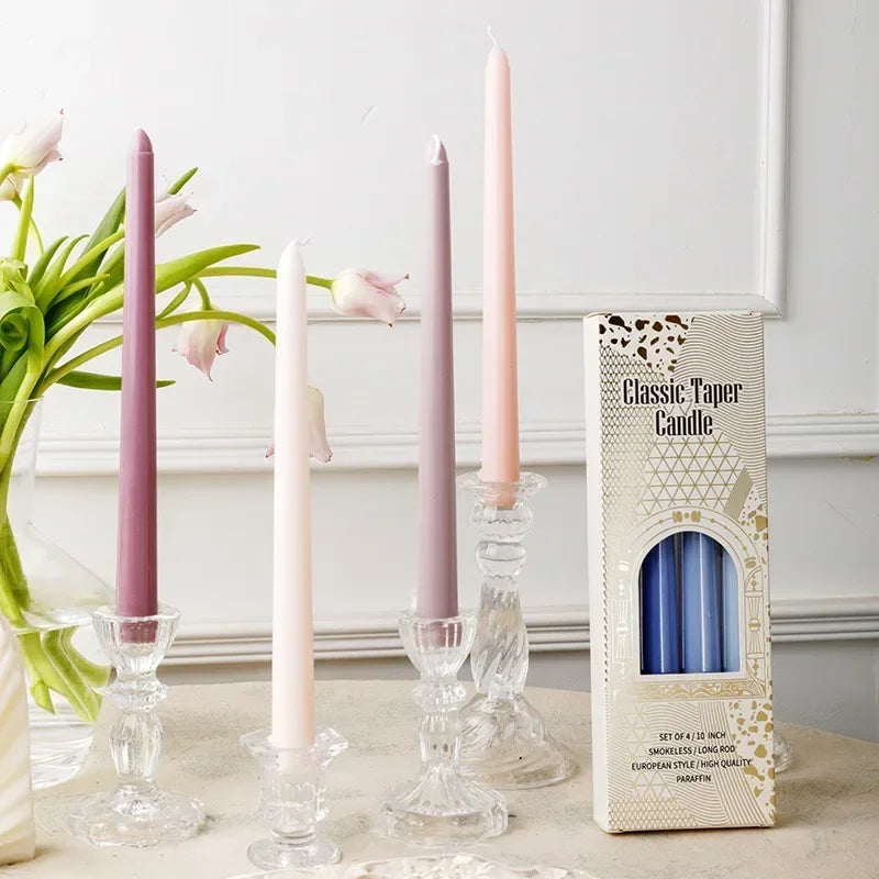 4pcs Colored Taper Candles – Elegant Long Dinner Set - candletown.net