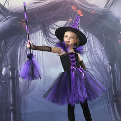 Kids Witch Costume – Hat, Broom & Accessory Options (Multicolor)