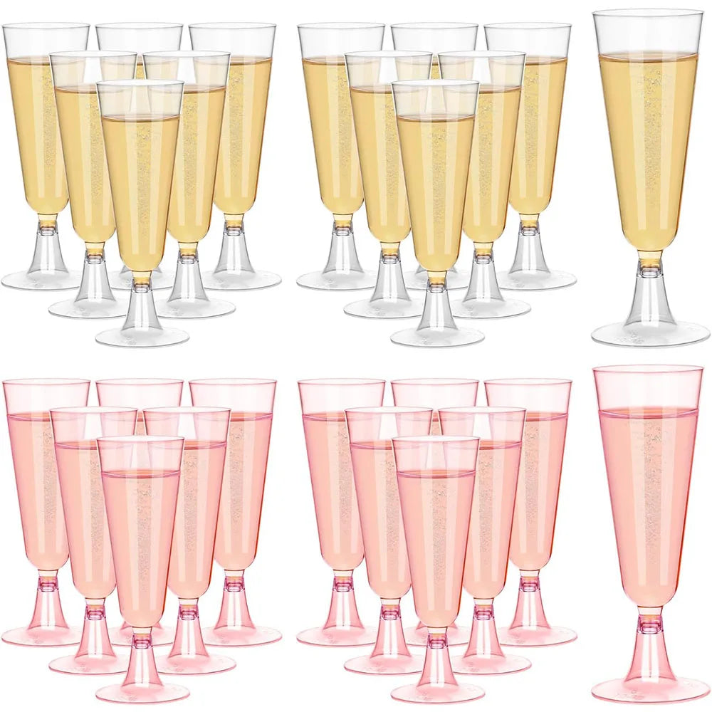 Disposable Champagne Glasses with Gold Rim