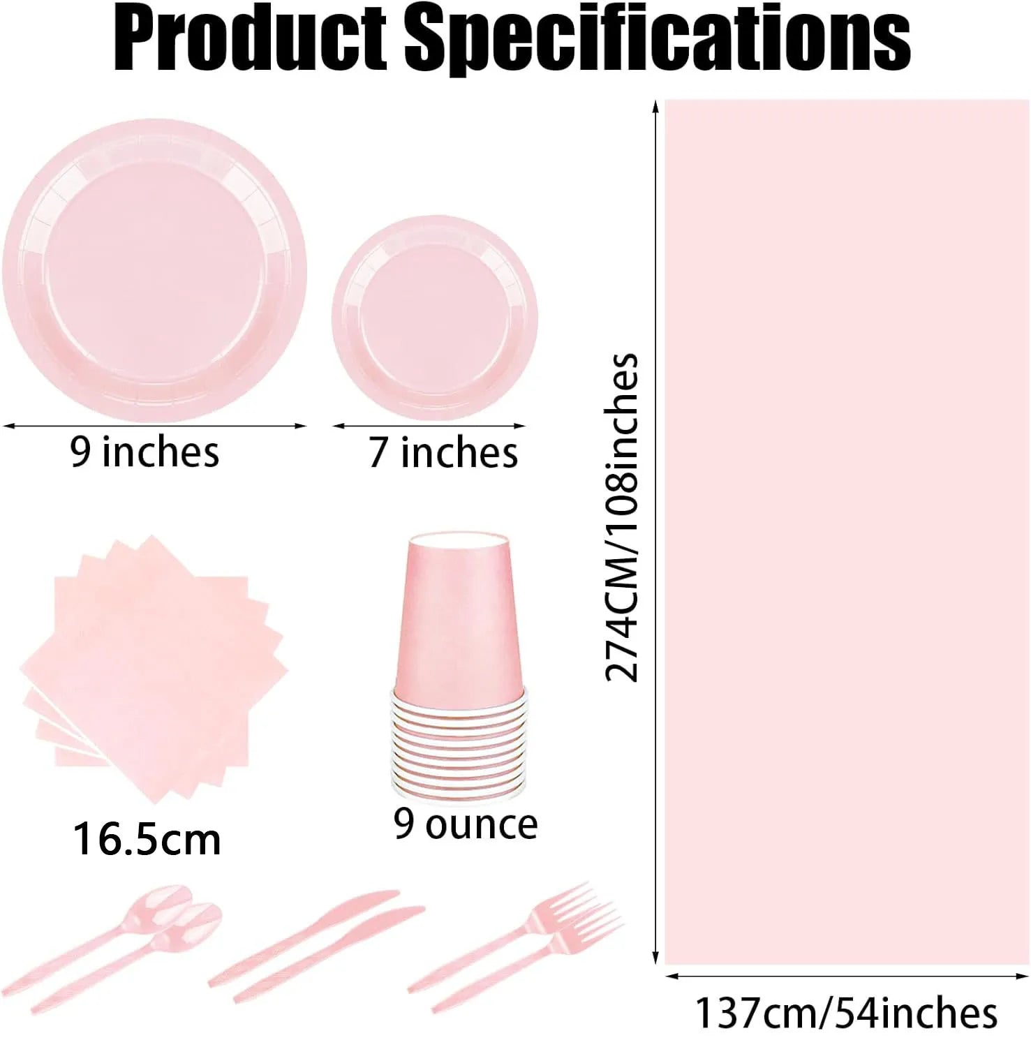 Light Pink Disposable Tableware Set