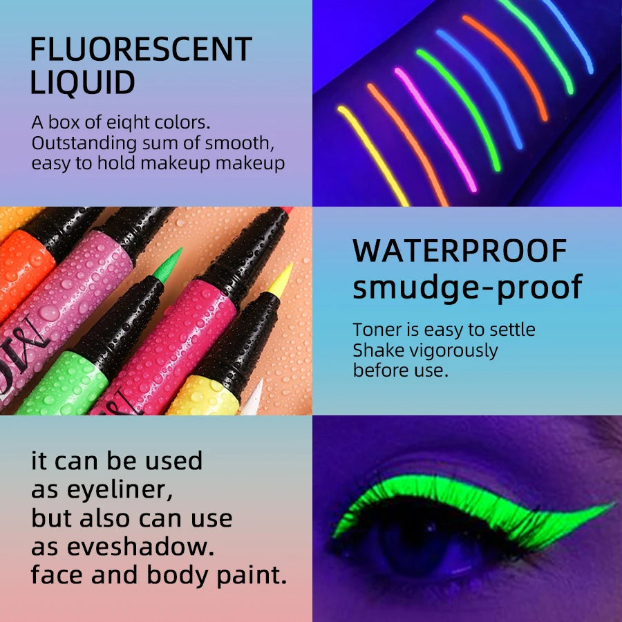 UV Neon Face & Body Paint Pen – 8 Fluorescent Colors