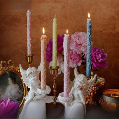 Embossed Long Taper Candle – Handcrafted Decorative Elegance